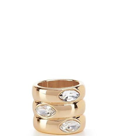 Gemma Layne Wide Wavy Rhinestone Statement Ring