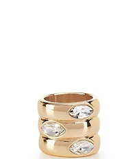 Gemma Layne Wide Wavy Rhinestone Statement Ring