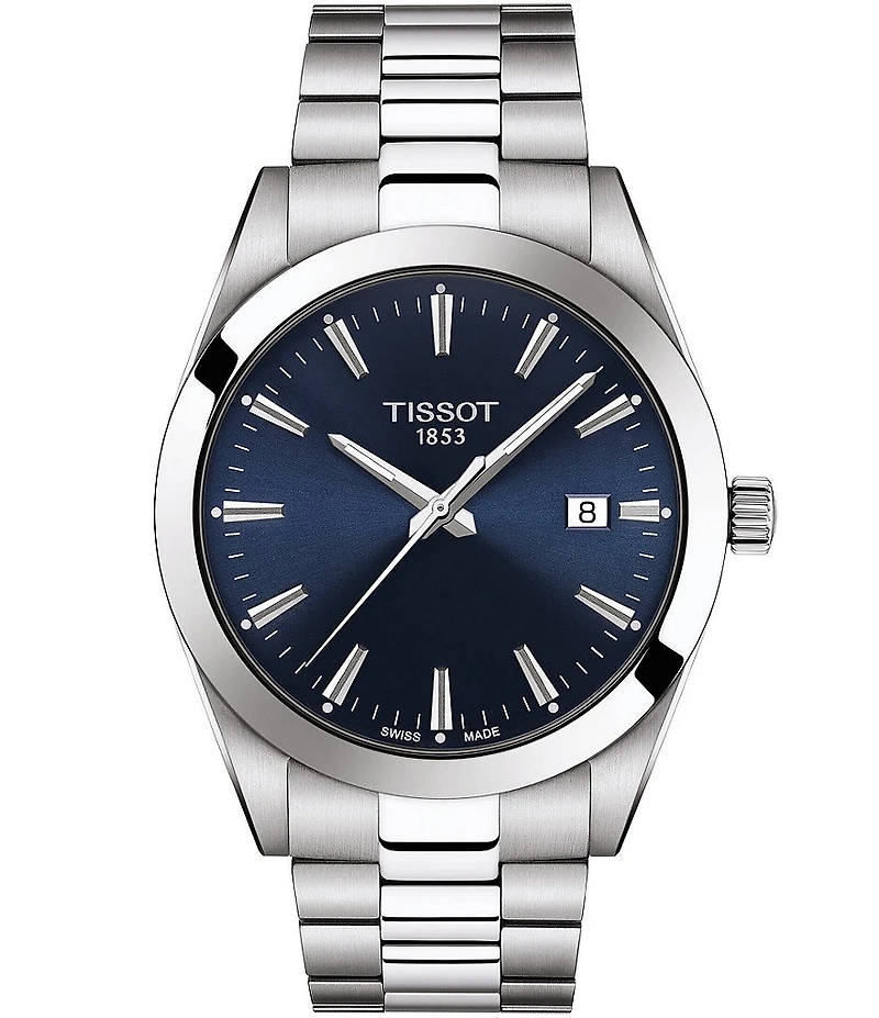 Tissot Gentleman Stainless Steel Blue Dial Bracelet Watch