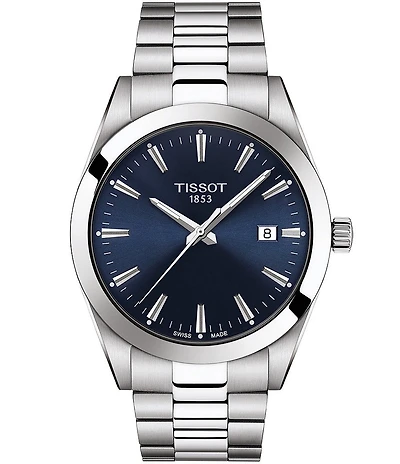 Tissot Gentleman Stainless Steel Blue Dial Bracelet Watch