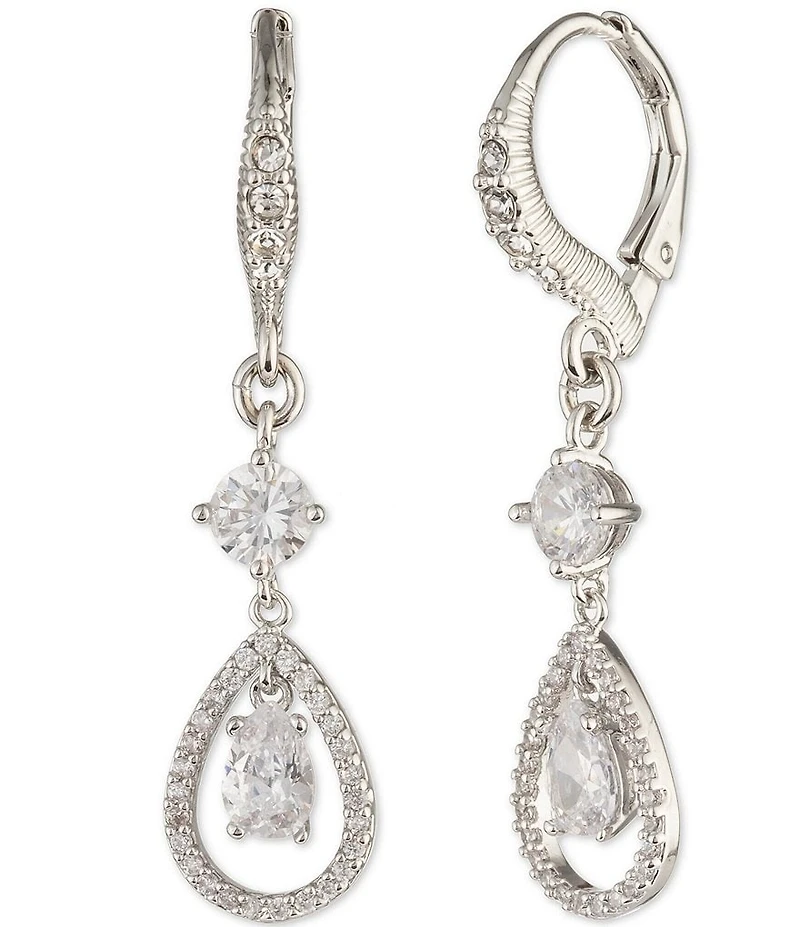Givenchy CZ Double Crystal Linear Earrings