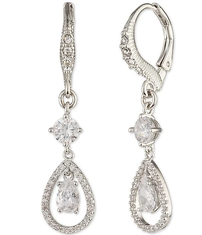 Givenchy CZ Double Crystal Linear Earrings