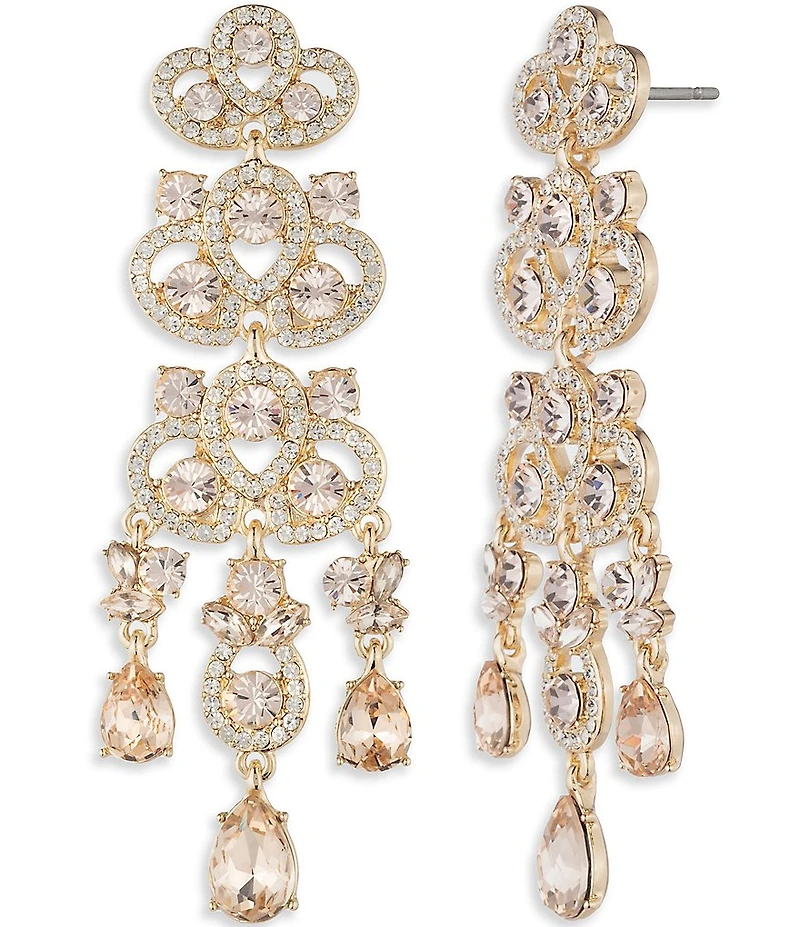Givenchy Gold Tone Crystal Chandelier Earrings