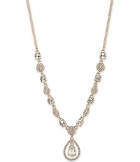 Givenchy Gold Tone Crystal Pave Pear Short Pendant Necklace