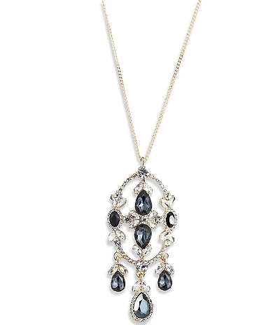 Givenchy Gold Tone Crystal Short Pendant Necklace