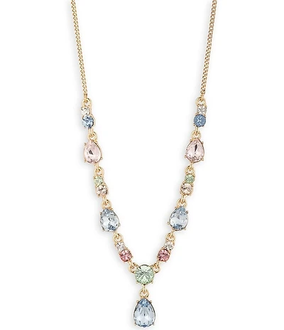 Givenchy Gold Tone Crystal Short Pendant Necklace