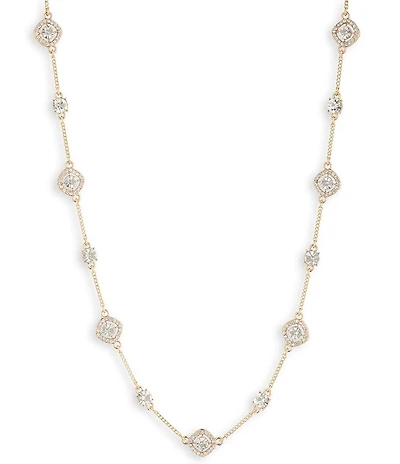 Givenchy Gold Tone Crystal Station Collar Necklace