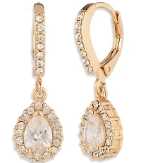 Givenchy Gold Tone Crystal Teardrop Drop Earrings