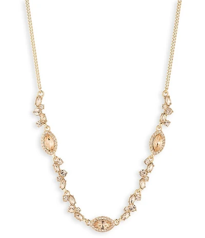 Givenchy Gold Tone Pave Frontal Collar Necklace