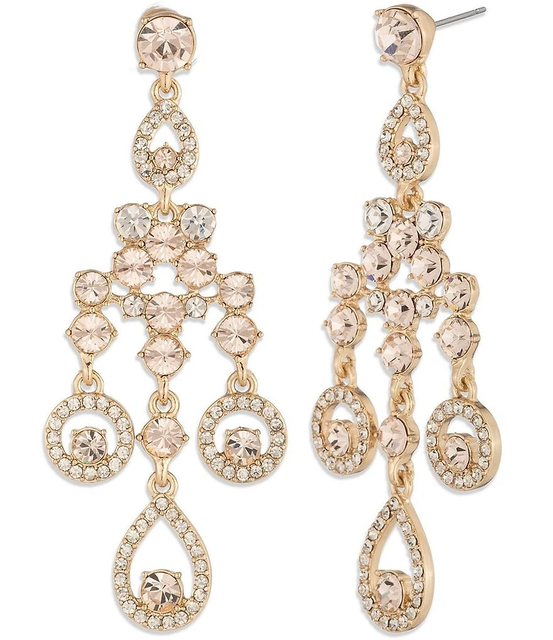 Givenchy Gold Tone Pave Pear Chandelier Earrings