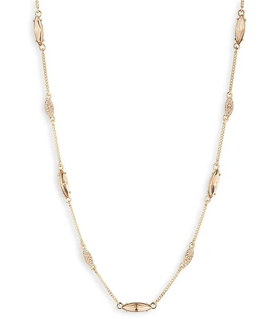 Givenchy Gold Tone Pave Station Collar Necklace