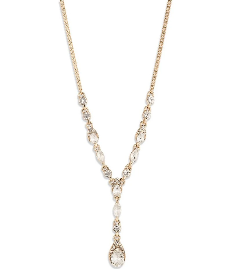 Givenchy Gold Tone Pear Stone Y Necklace