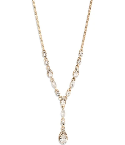 Givenchy Gold Tone Pear Stone Y Necklace