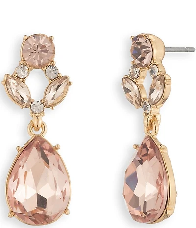Givenchy Gold Tone Pink Drop Earrings