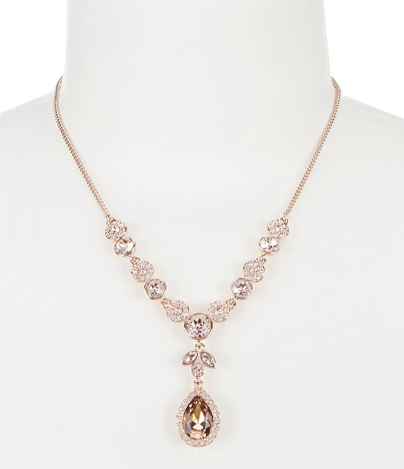 Givenchy Crystal Rose Gold Pear Y-Necklace
