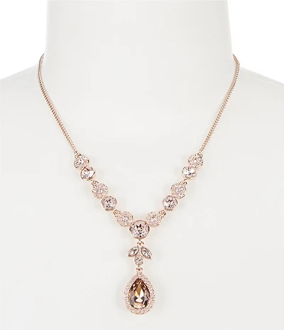 Givenchy Crystal Rose Gold Pear Y-Necklace