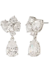 Givenchy Silver Tone Cluster CZ Drop Earrings