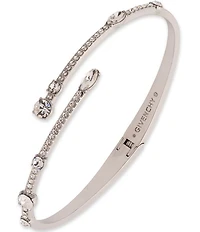 Givenchy Silver Tone Crystal Bypass Cuff Bracelet