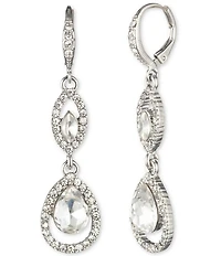 Givenchy Silver Tone Crystal Double Drop Earrings