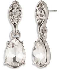 Givenchy Silver Tone Crystal Drop Earrings