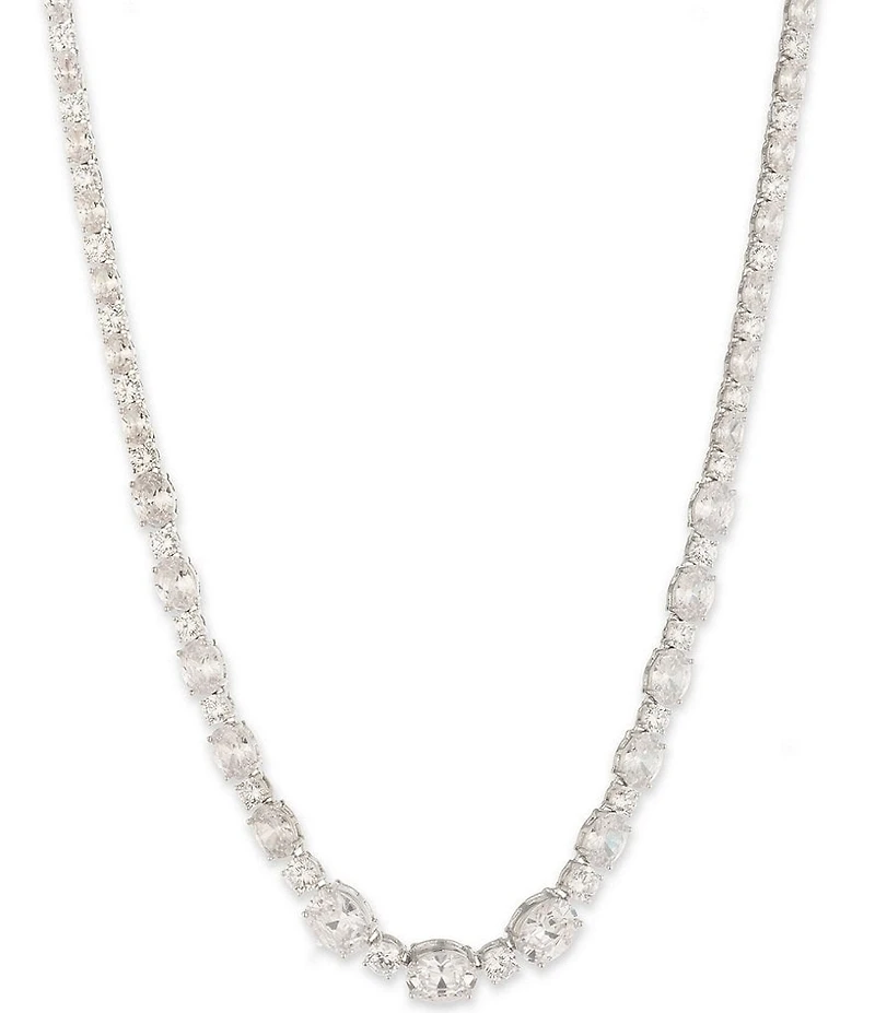 Givenchy Silver Tone Crystal Large Tennis Collar Necklace