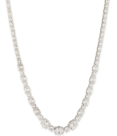 Givenchy Silver Tone Crystal Large Tennis Collar Necklace