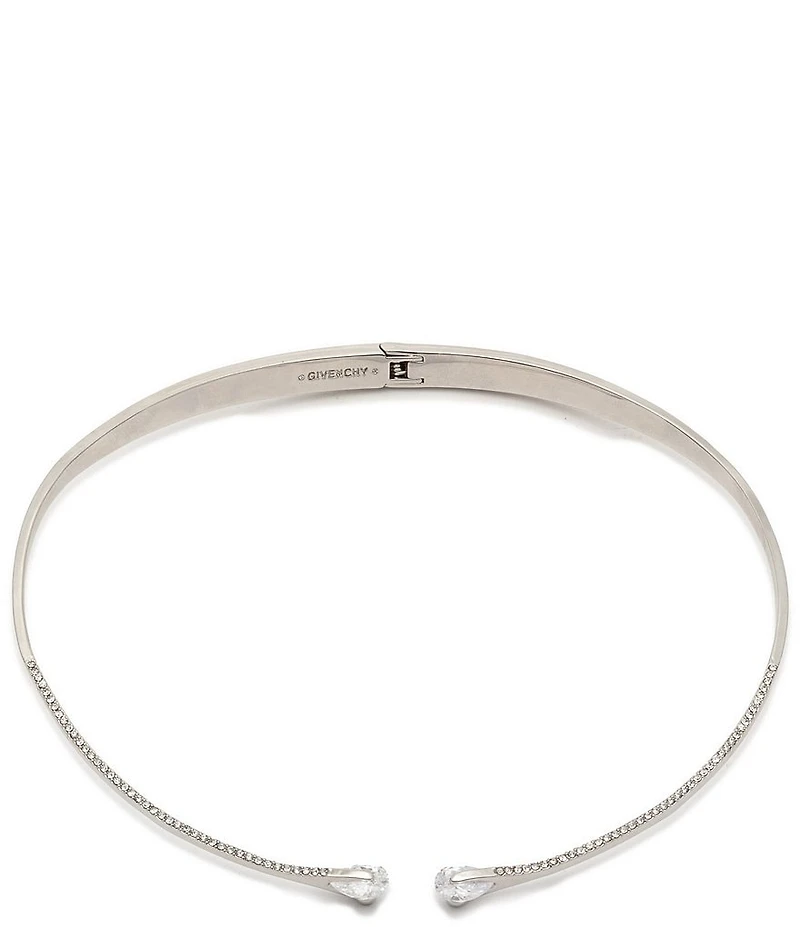 Givenchy Silver Tone Crystal Metal Collar Necklace