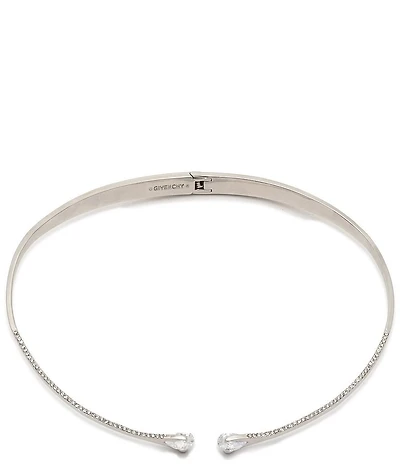 Givenchy Silver Tone Crystal Metal Collar Necklace