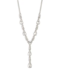 Givenchy Silver Tone Crystal Y Necklace