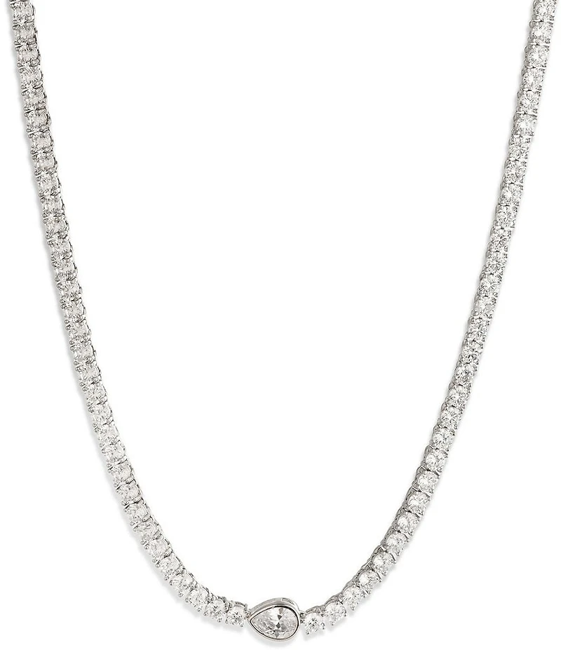 Givenchy Silver Tone CZ Collar Necklace