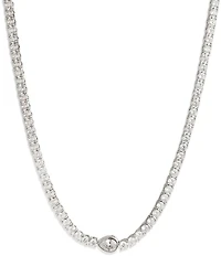Givenchy Silver Tone CZ Collar Necklace