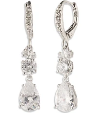 Givenchy Silver Tone CZ Double Linear Earrings