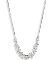 Givenchy Silver Tone CZ Frontal Collar Necklace