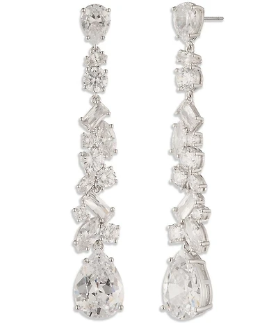 Givenchy Silver Tone Drama CZ Linear Earrings