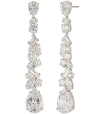 Givenchy Silver Tone Drama CZ Linear Earrings