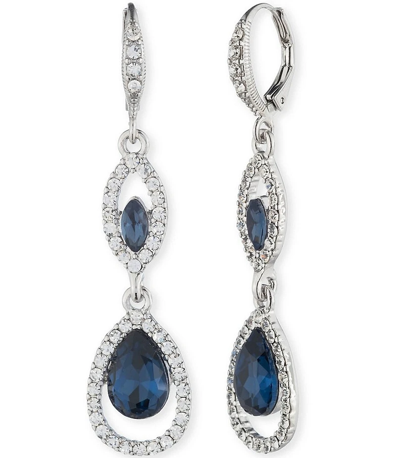 Givenchy Silver Tone Double Linear Earrings