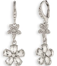 Givenchy Silver Tone Floral Double Drop Earrings