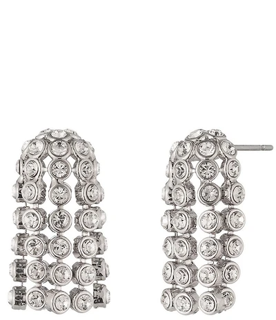 Givenchy Silver Tone Fringe Stud Earrings