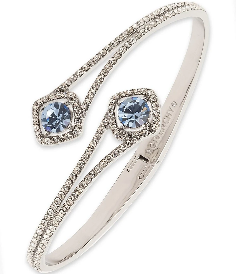 Givenchy Silver Tone Light Sapphire Bypass Cuff Bracelet