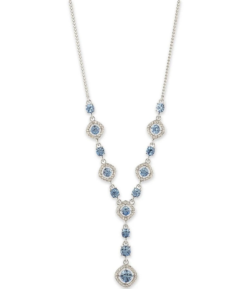 Givenchy Silver Tone Light Sapphire Y Necklace