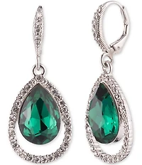 Givenchy Silver Tone Open Pave Pear Drop Earrings