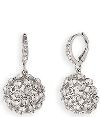 Givenchy Silver Tone Pave Cluster Drop Earrings