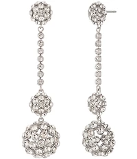 Givenchy Silver Tone Pave Cluster Linear Earrings