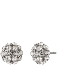 Givenchy Silver Tone Pave Cluster Stud Earrings