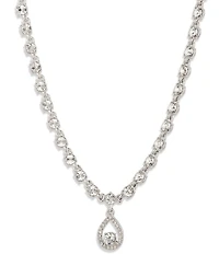 Givenchy Silver Tone Pave Pear Short Pendant Necklace