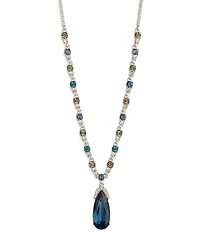 Givenchy Silver Tone Pear Stone Short Pendant Necklace