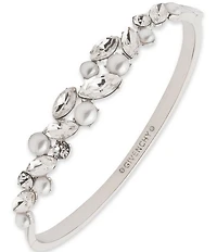 Givenchy Silver Tone White Pearl Bangle Bracelet