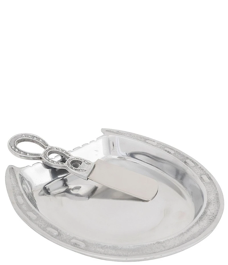 Godinger Cattleman's Ranch Collection Cheese Plate with Knife, 9#double;