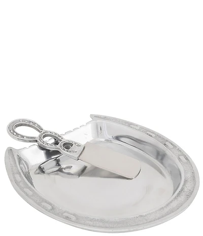 Godinger Cattleman's Ranch Collection Cheese Plate with Knife, 9#double;