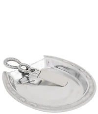 Godinger Cattleman's Ranch Collection Cheese Plate with Knife, 9#double;